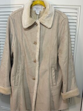 Venezia-Milano • Faux Suede Shearling-Lined Coat • Size L, Beige